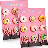 Yookeer Donut Board Display 2 Pieces Wooden Donuts Stand for Party Pink Doughnut Wall Rustic Donut...