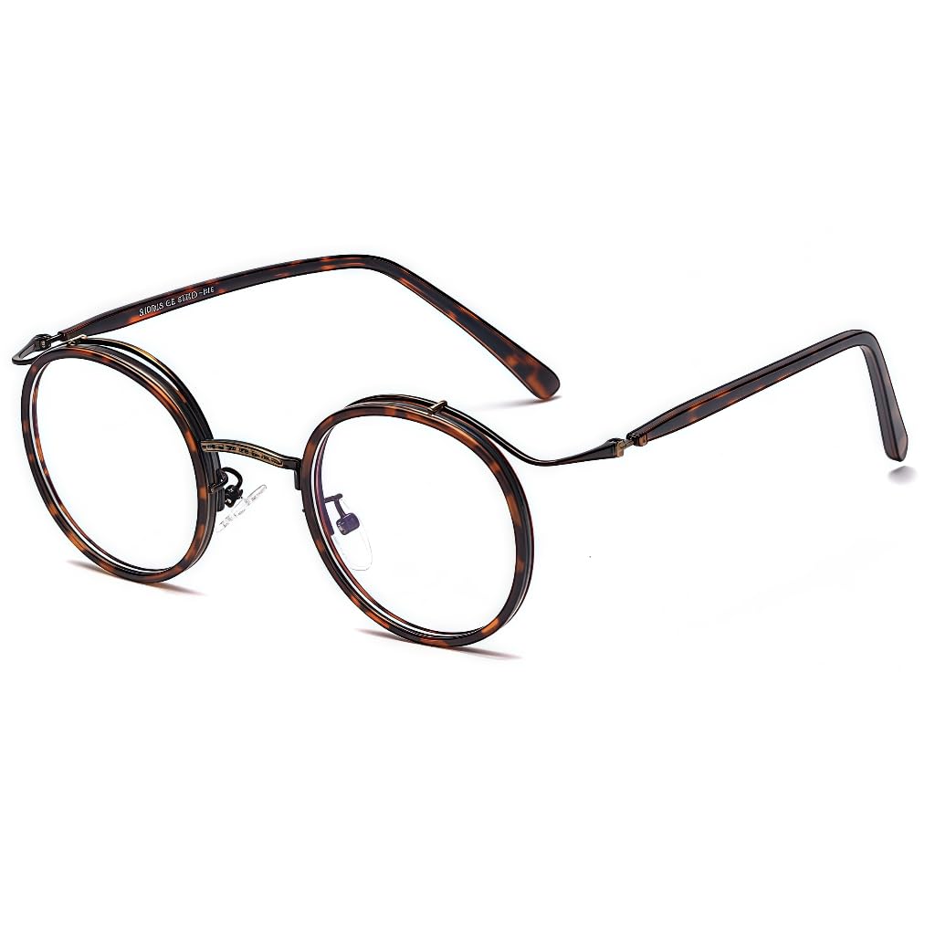 ICARA Blue Light Blocking Reading Glasses for woman Man Steam Punk Style, Retro Round Frame Computer BlueLight Glasses