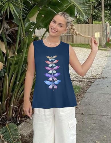 Image of Womens Tank Tops Summer Casual Sleeveless Top Loose Fit Basic Tunic Shirts