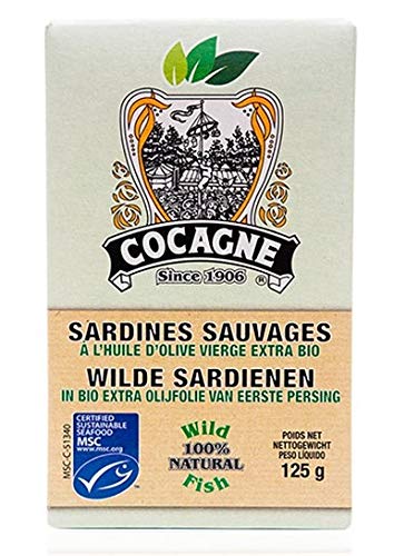 Cocagne de Portugal - Sardinas silvestres enlatadas gourmet en aceite de oliva puro orgánico - 4.23oz / 120gr (paquete de 5 latas)