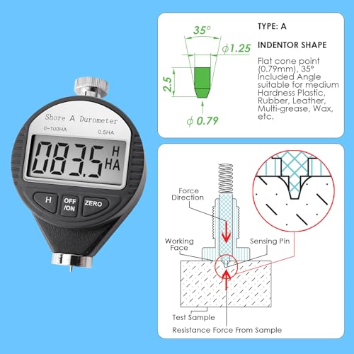Hand Shore-A-Härte-Meter Prüfvorrichtung bewegliche Digital LCD Display Durometer 0~100HA Dial-Skala Rubber Tire Nullstellung
