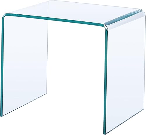 Miniatura 8 de Mesa auxiliar transparente de vidrio templado, mesas de noche modernas para sala de estar, mesas modernas dobladas pequeñas, fáciles de limpiar y