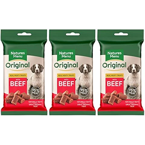 3 x Packs of Real Beef mini treats (for small dogs) 60g packs - Natures Menu - Made with 95% REAL MEAT - Wheat & Gluten Free Cover