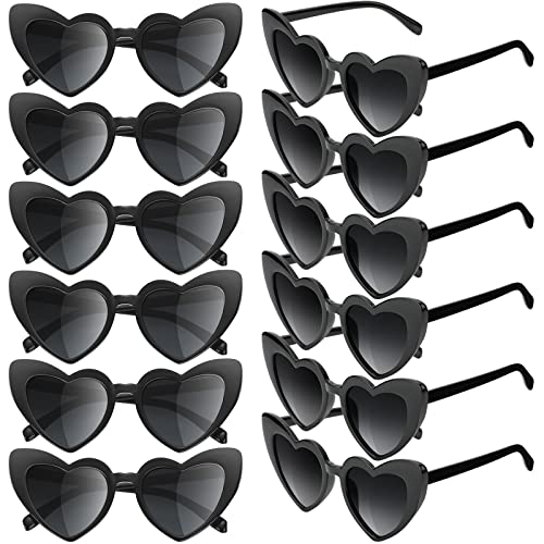 Flutesan 12 Pair Heart Sunglasses Bulk Bachelorette Sunglasses Heart Shaped Eyeglasses Party Favor for Women Summer Holiday