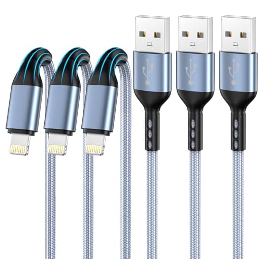 iPhone Charger 3pack 10FT Apple MFi Certified Nylon Braided Lightning Cable Fast Charging Long USB Charging Cable High Speed Transfer Cord for iPhone 14 13/12/11 Pro Max/XS MAX/XR/XS/X/8/7/Plus/6S