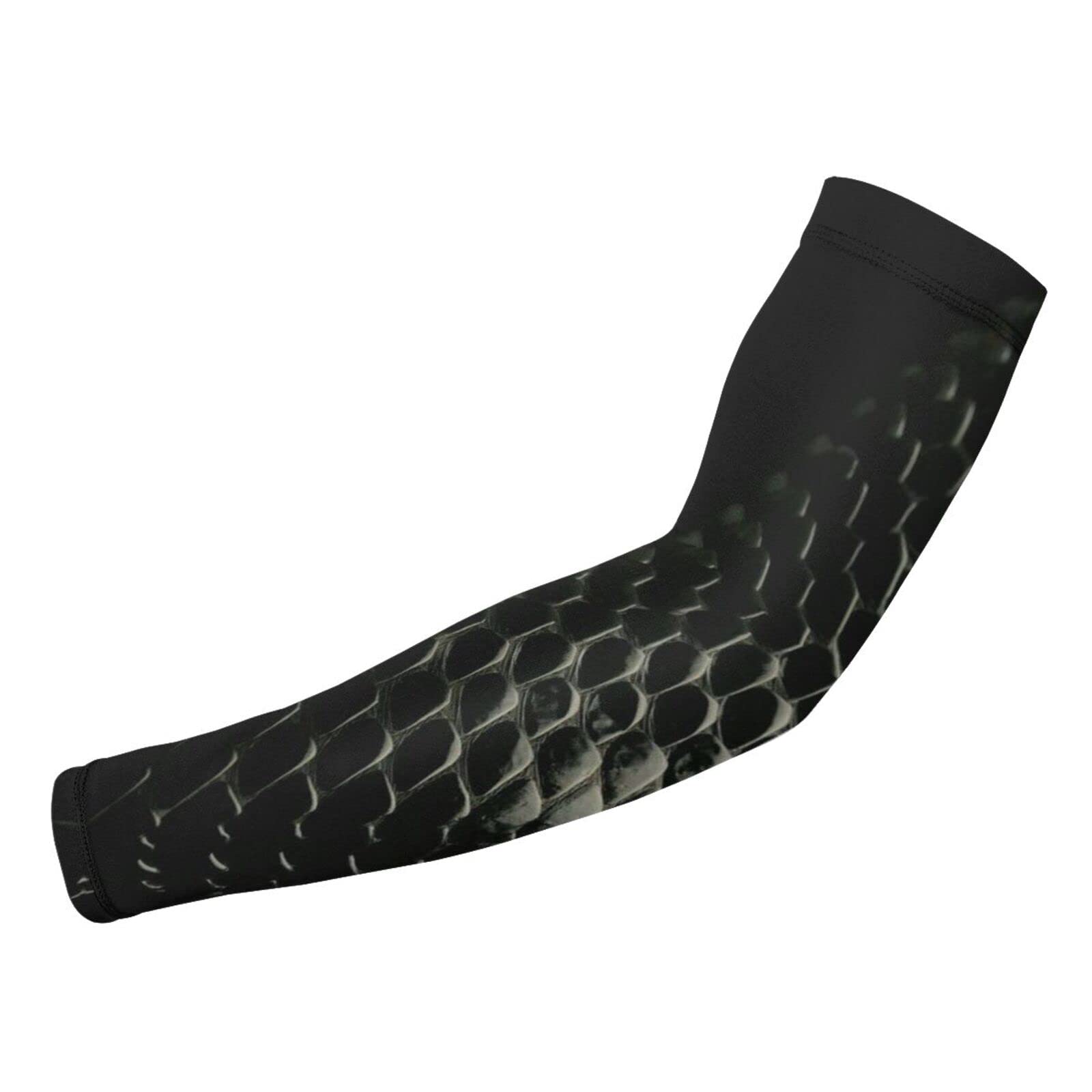 ZGXJJPP Black Snakeskin Arm Sleeves for Men or Women Compression Cooling Ice Silk UV Sun Protection Arm Sleeves Sports Protection Tattoo Cover Sleeves