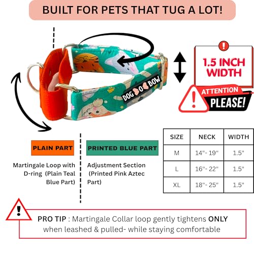 Image of Dog-O-Bow Teal Animal Print Martingale Dog Collar, Durable, Comfortable & Adjustable Training Collar (Medium)