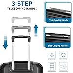 Somago 20" Carry On Luggage and 14" Mini Cosmetic Cases Travel Set Lightweight Polypropylene Suitcase with TSA Lock YKK Zipper Hardside Luggage with Spinner Wheels (2 Piece Set, Classic Black) - Image 4