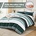 Litanika Dark Emerald Green Bed Comforter Queen Set, 3 Pieces Forest Bedding Set, Double Colorblock Stripe Vintage Bed Set (90x90Comforter, 2 Pillowcases)