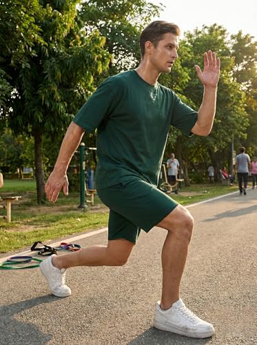 Image of Kvetoo Men Cotton T Shirt and Shorts Set Co Ord Set for Men Summer Casual Lounge Wear Gym Workout T Shirt Shorts Combo Half Sleeve Comfortable Cotton Outfit