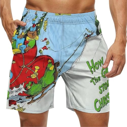 Christmas Boxer Shorts, Green, Featuring Tree and Presents