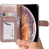 Abacus24-7 iPhone Xs Max Case Wallet Flip Cover Card Holders Pockets Stand Rose Gold