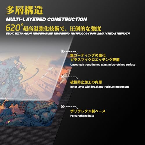 Image of TALONGAMES Glass Gaming Mouse Pad ULTRAPAD, Large 490x420mm Tempered Glass Mousepad for Esports, Ultra-Smooth Glide, Ultra-Thin 2mm Design, Anime, High Precision, Durable Non-Slip Base (P2-暁獅)
