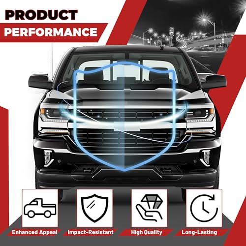 HECASA Upper Grille Compatible with 2016-2019 Chevy Chevrolet Silverado 1500 Replacement for GM1200753 84602489 84374378 Front Bumper Grill Silvery+Black - Image 5