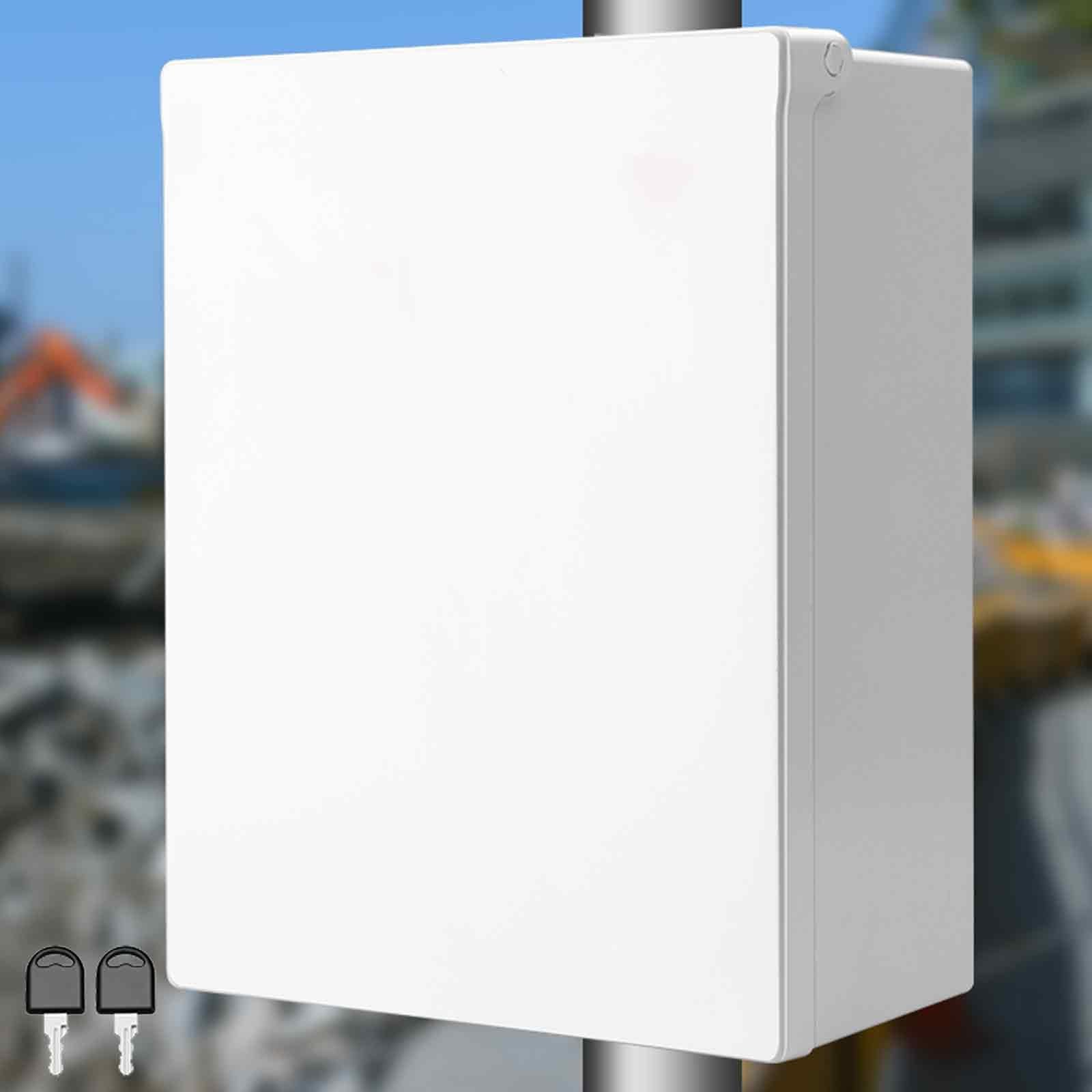 Wasserdichter Stromkasten Außenbereich aus ABS-Kunststoff IP67, Projektkasten mit Klappdeckel, Verteilerdose Montageplatte, Wandhalterungen und 2 Kabelverschraubungen