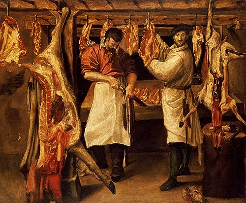 Pintura mural el carnicero de Annibale Carracci en lienzo vintage de alta calidad 60x90cm
