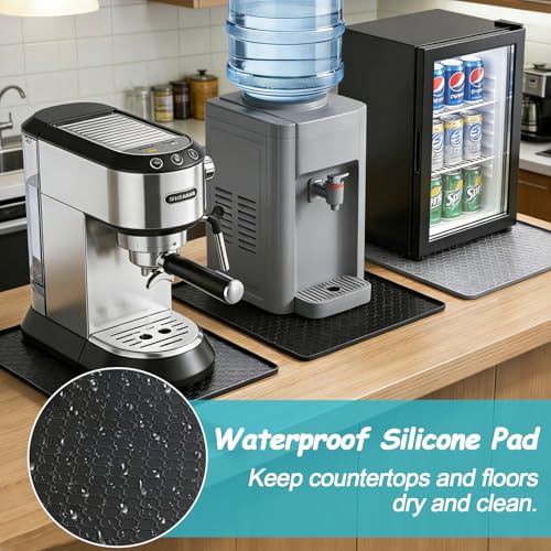 Image of 25.6 inchx25.6 inch Waterproof Silicone Floor Mat for Mini Fridge Mat, Refrigerator Tray & Drip Mat with Raised Edges, Fits Under Sink, Washer & Cooler, Anti-Slip(Black)