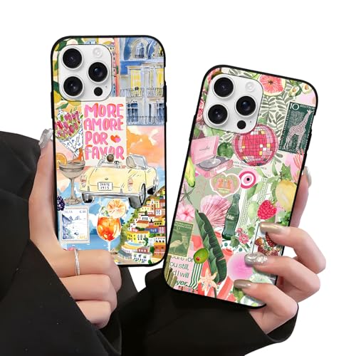 Omyzo [2 Piezas Funda para iPhone 7 Plus/8 Plus 5,5',Carcasa con Cartoon Aesthetic Verano,Empalme,Fruta,Limón,Flor,Hoja,Océano Patrón Diseño Cover,TPU Bumper Protección Case,Cartoon