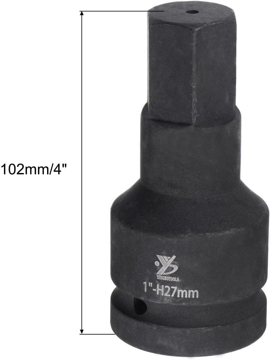 #US 27mm Impact Hex Bit Socket 1" Drive 102mm Length CR-MO Steel Metric Sizes