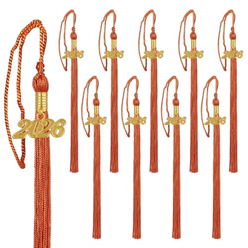 Image of 10 Pieces 2026 Graduation Tassels Bulk with Gold Year Charms for Graduation Cap Accessories (Orange)