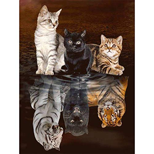 QWEWQE Katze Tiger Leinwand Malerei, Moderne Leinwandbilder Kunstwerk Katze und Tiger Gemälde Poster, Wandkunst Nordic Tier Bilder für Wohnzimmer (Ungerahmt, 30x40cm) Cover