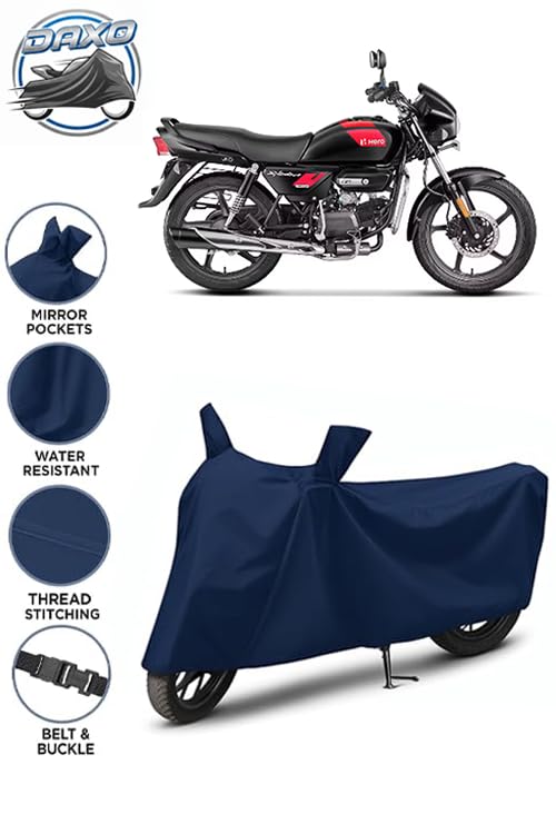 Image of Premium Waterproof Bike Cover for Hero Splendor Plus Xtec | Heavy Duty All Weather Protection from Rain, Dust, Sun & Scratches with Mirror Pockets | Splendor Xtec Cover