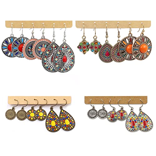 12 Pares Mujer Pendientes Bohemios, Pendientes...