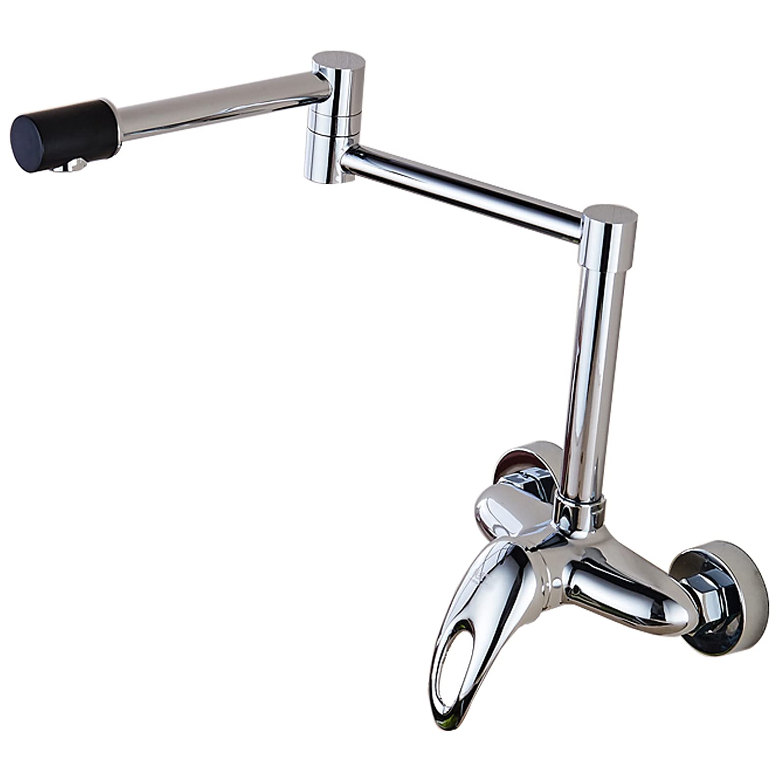 Rubinetto da cucina pieghevole for montaggio a parete con beccuccio girevole a 360°, lavello da cucina in ottone cromato Miscelatore da cucina a doppio foro e maniglia singola con braccio oscillante a