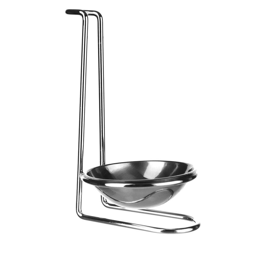 Stainless Steel Vertical Spoon Rest, Kitchen & Dining Utensil Holder Tea Spoon Rester Stand Upright Ladle Spoon Spatula Stand Holder with Removable Bowl, for Kitchen Counter and Stove Top
