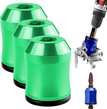 Screwdriver Head Magnetic Ring, Upgrade Universal Magnetizer Screw Removable for Hex Screwdriver and Power Bits, Magnetic Screw Ring Bit Magnetizer Ring Metal Magnetizer Screw (Green*3)