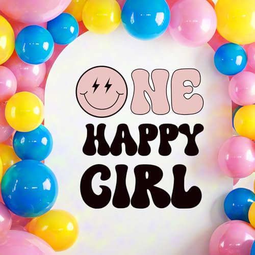 Adorno Vinilo One Happy Girl Para Primer Cumpleaños miniatura 6