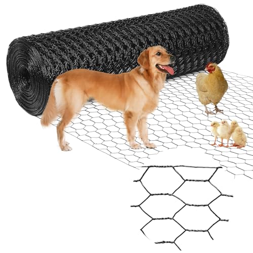 Yardbliss Premium Black Chicken Wire Fencing 24inx150ft PVC Coated Chicken Wire Poultry Netting Galvanized Chicken Wire Barrier for Floral Arrangements/Craft Projects/Pet/Rabbit