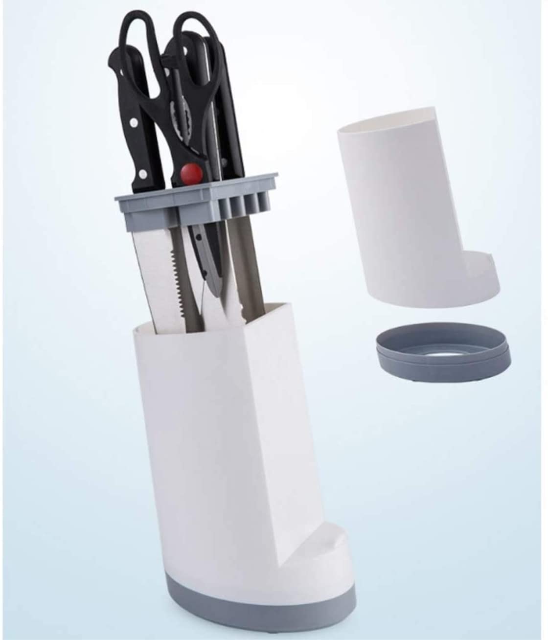 Messerblock Messerhalter Messerblock-Aufbewahrung Multifunktionaler Rack-Werkzeughalter Küchenzubehör Kreativer Kunststoff-Messerhalter Messerblock Ohne Messer (Color : White, Size : 15 * 13 * 23cm)