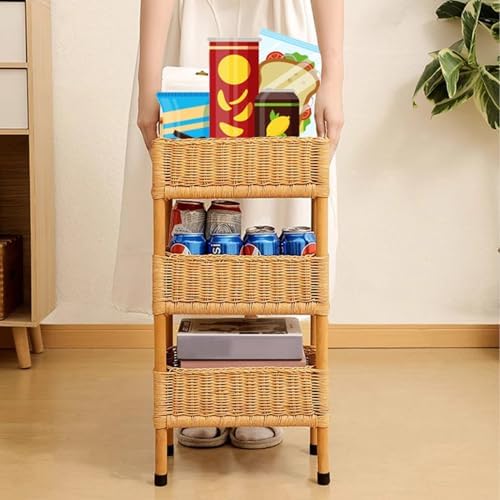 Amazon.com: XHKJYSDP 23.6in Tall 3-Tier Rattan Storage Rack, Rattan ...