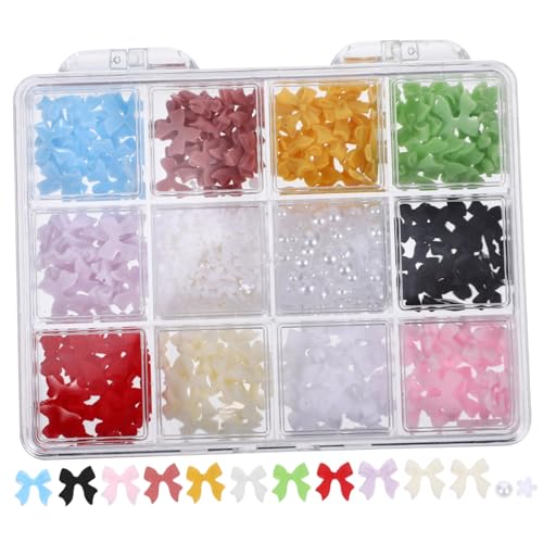 FOMIYES Compartment Mixed Pearl and Bow Nail Art Charm of Decorative Nail Jewels Nail Charms for Creative Nail Designs and Art Supplies for Women