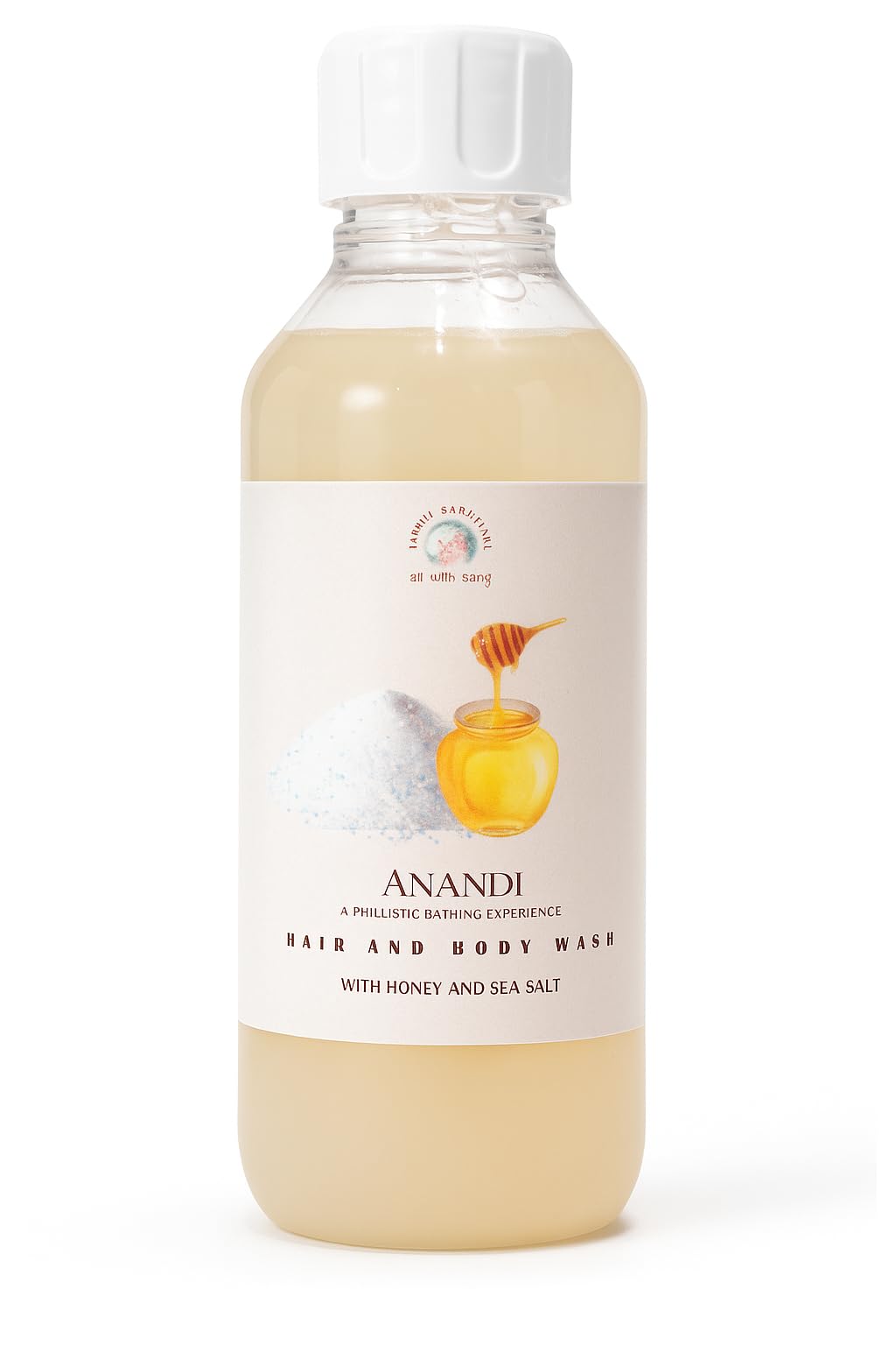 SHANTI HASTKALA ANANDI Natural Hair & Body Wash with Honey & Sea Salt | SLS & Paraben Free | Gentle Cleanser for Soft Skin & Healthy Hair | Chemical-Free, Eco-Friendly Bath Wash – 100ml