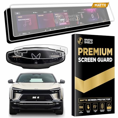 Image of Spartan Shield Screen Protector For MAHINDRA XEV 9E 2026+ Electric SUV || 12.3 Inch Full Touchscreen Display Guard || Accurate Fit For 9 E Pack One, Pack Two , Pack Three & 3 Select Models || Anti Scratch || Water Repellant || With Complimentary Installation Kit || Bubble Free Application || XEV9E | XEV9S Digital Instrument Cluster Protective Film || XEV9E 2025 Car Stereo Accessories [Not Tempered Glass] (Be6 New)