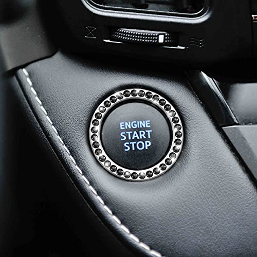 Car Bling Crystal Rhinestone Engine Start Ring Decals, 2 Pack Car Push Start Button Cover