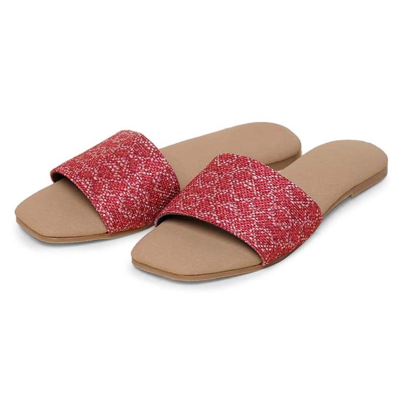 Image of ZOUK Womens Shimla Freesia Casual Flats RedFlat Sandal