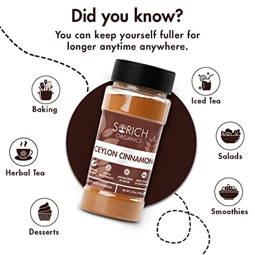 Image of Sorich Organics - 50 Gm - Ceylon Cinnamon Powder - Ceylon Sticks Grounded - SriLankan Dalchini Powder for Cooking, Tea & Baking