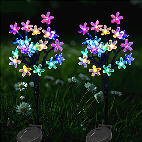 Solarleuchten für den Außenbereich,2 Stück,Solarleuchten, 20 LEDs Kirschblüten-Lichter,mehrfarbig,dekorative Lichter,wasserdicht, für Terrasse,Garten,Rasen,Hof,Party,Urlaub,Weihnachten Cover