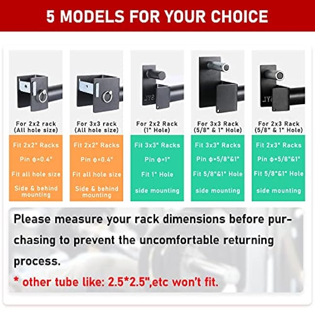 SYL Fitness Olympic Weight Plates Holder Power Rack Attachment Weights Storage Rack, Fit 2x2 & 3x3 inch Square Tube