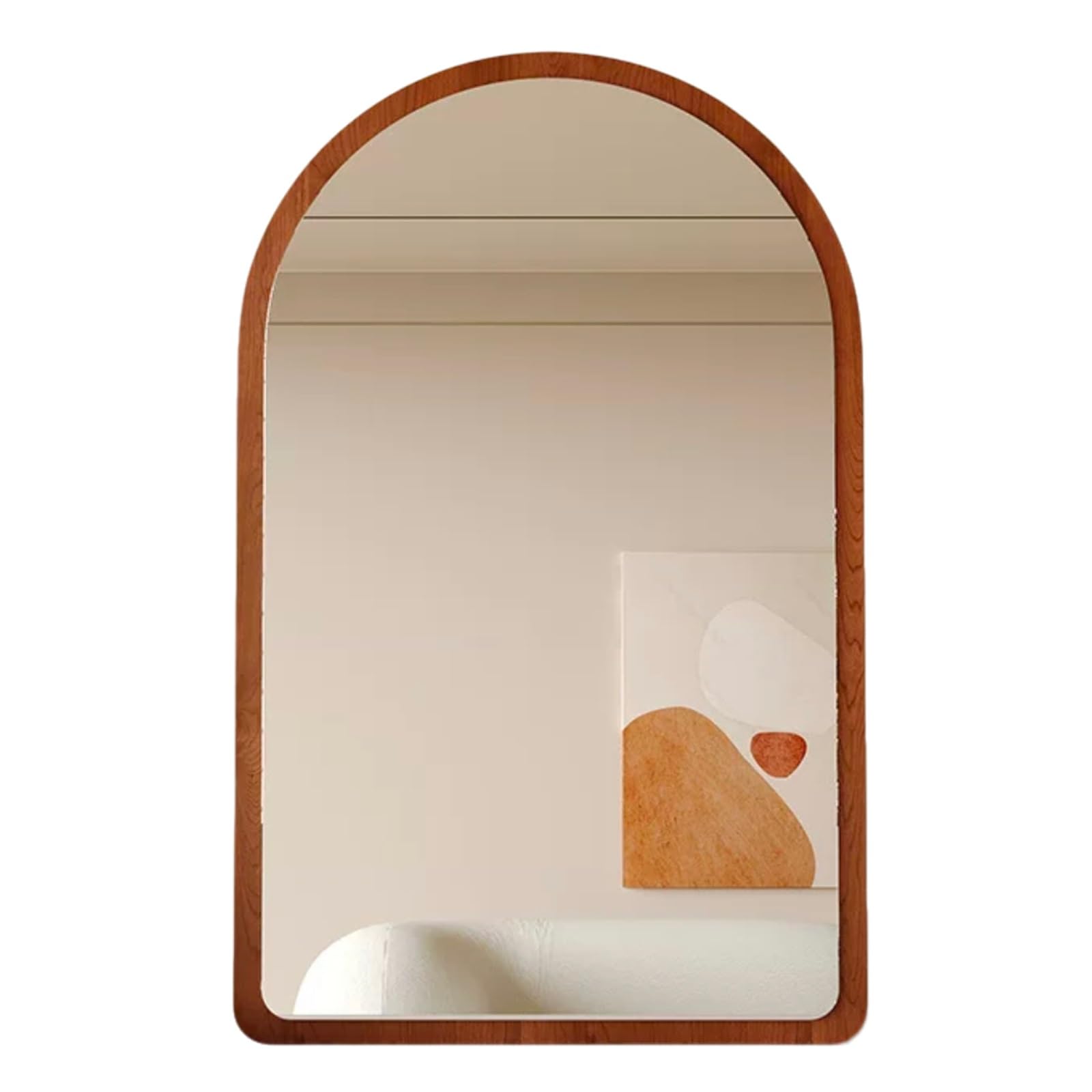 SXFSDOU Arched Mirror Vanity Wall Decor Arch Wooden Frame Mounted For Bathroom Livingroom Bedroom Entryway(Walnut,36 * 56cm)