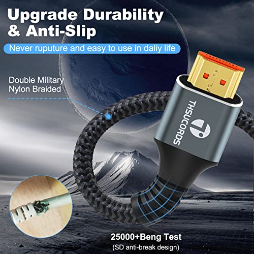 Thsucords 8K HDMI Cable 2.1 3M 2 Pack, High Speed Braided HDMI to HDMI Cord Supports 8K@60Hz - Image 3