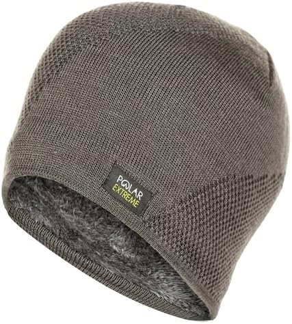 Polar Extreme Men's Thermal Textured Beanie Winter Fleece Lined Hat Skull Men Cap (Gray) One Size