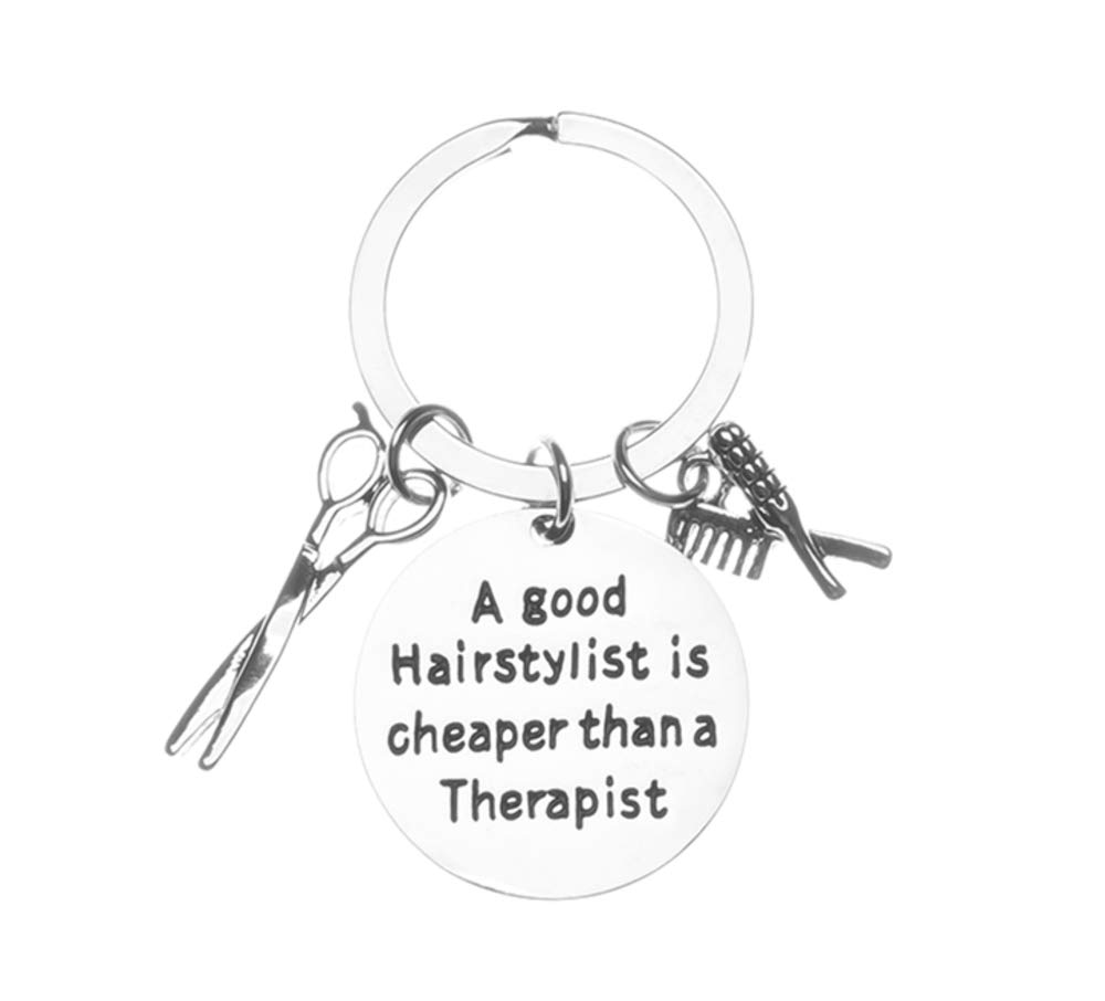 Infinity Collection Hairdresser Keychain, Hairstylist Gift, Hair stylist Jewelry, A Good Stylist is Cheaper Than a Therapist, Scissor, Comb Hair Drier Charm Cosmetology, Beautician, Gift for Stylists