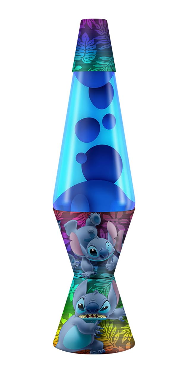 Spencer Gifts Lava® Lamp - 17" Stitch - The Original Motion Lamp - Blue Wax and Blue Liquid with Stitch Printed Base Exclusive