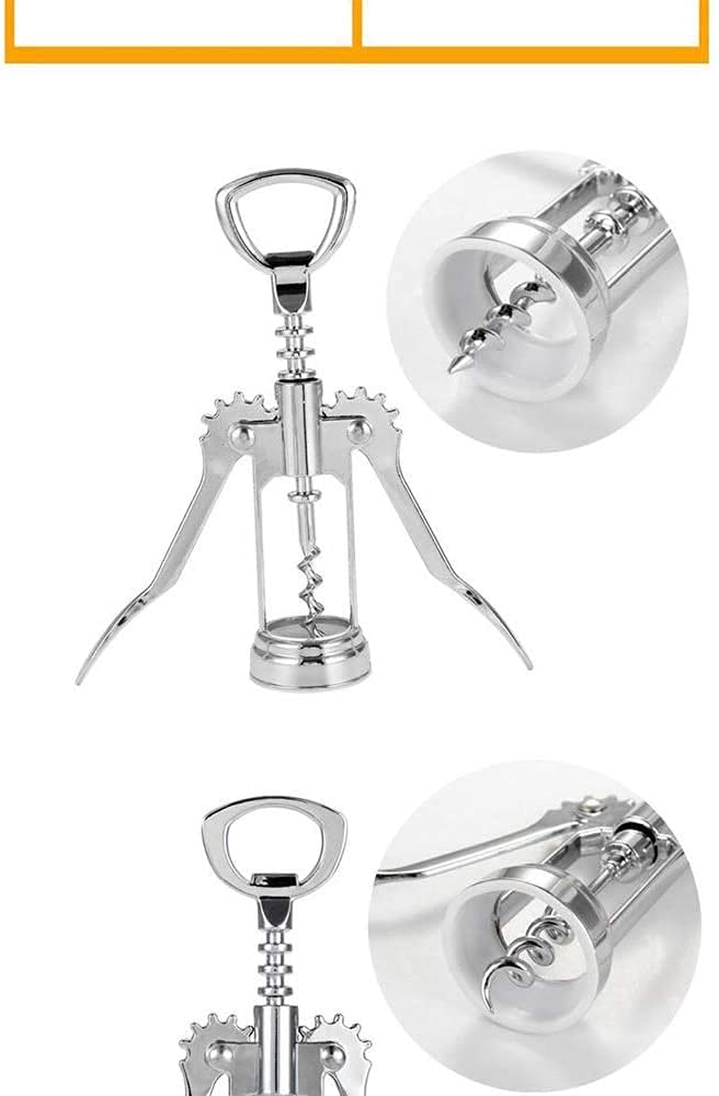 Apribottiglie a spirale con ali, Cavatappi portatile ad ala in acciaio inossidabile for rimozione tappi 2 in 1