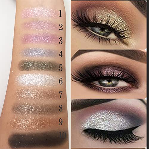 Glitter Eyeshadow Palette Makeup Set,10 Colors Shimmer Eyeshadow Palette Gold Eyeshadow Highly Pigmented Long Lasting Waterproof Sweatproof Professional Nude Eyeshadow Palette Make Up Palettes For Women Warm Natural Neutral Smokey Eye Eyeshadow Palette #TOP3