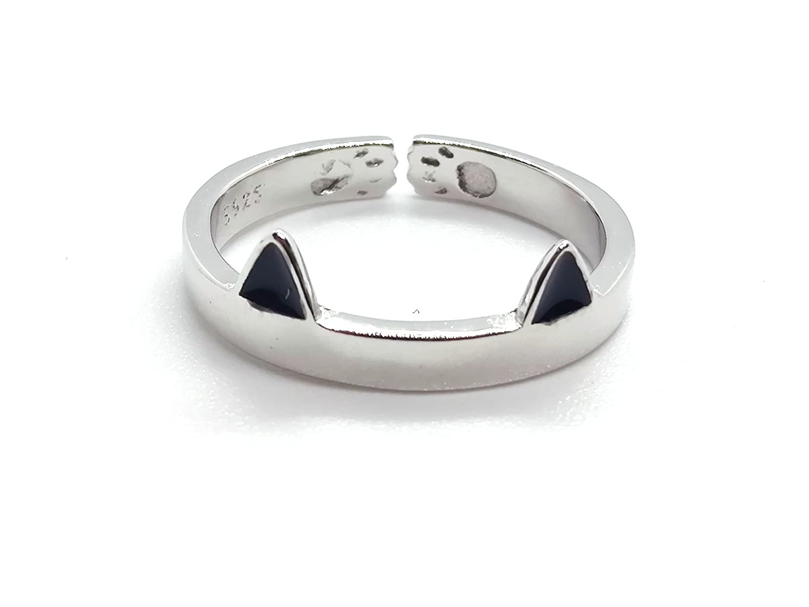 Silver Cat open ring for girl, slim adjustable kitten animal ring, Kitten Cat lovers gift, Sterling silver thin cat paw ring,Valentines Gift